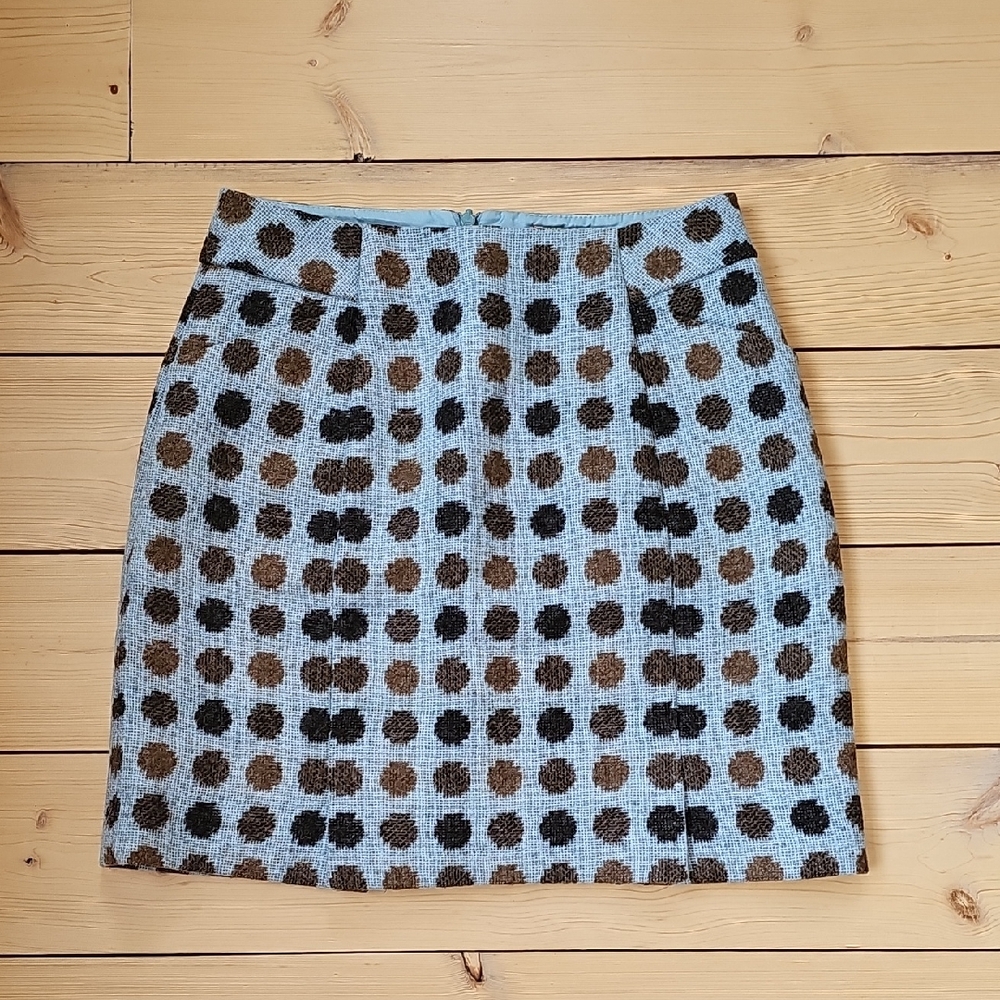 Boden Blue and Brown Polka Dot Pencil Skirt